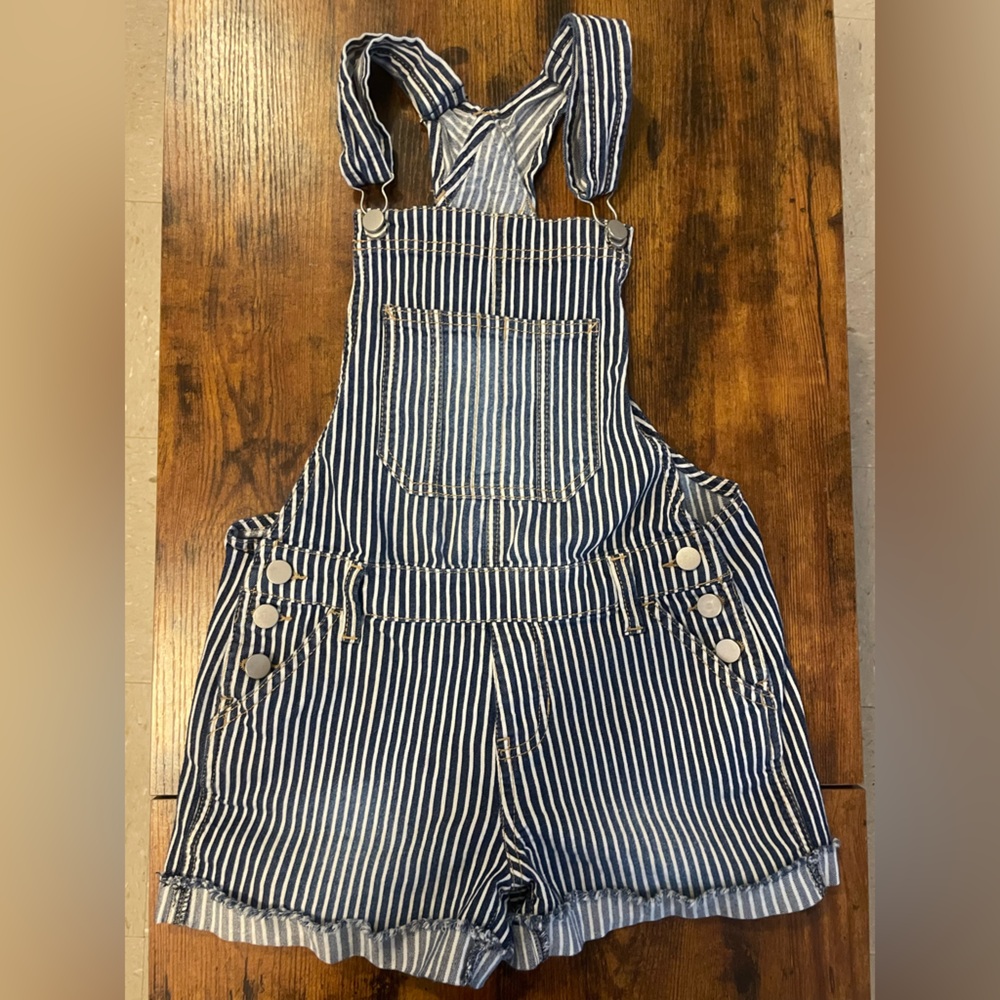 Striped Blue and White Overalls